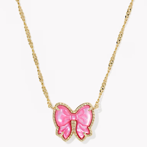 Kendra Scott Jewelry - Kendra Scott Haley Bow Gold Short Pendant Necklace - Rose Violet Mother of Pearl